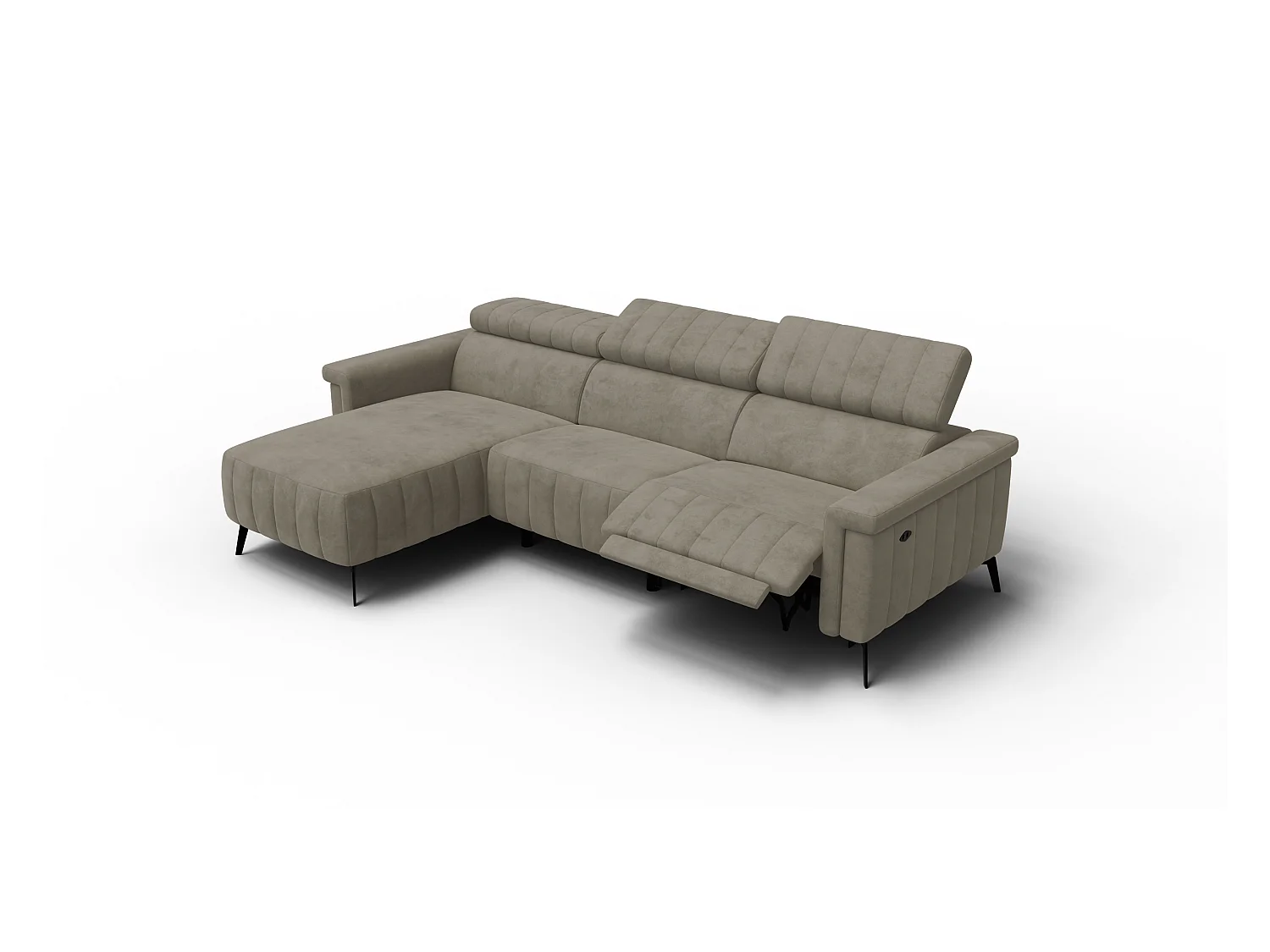 Canapé d'angle 4 places NORDEL, tissu beige foncé