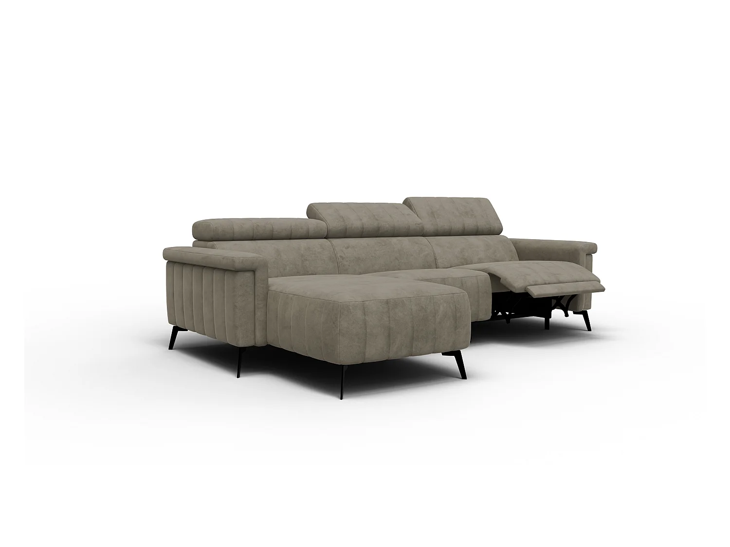 Canapé d'angle 4 places NORDEL, tissu beige foncé