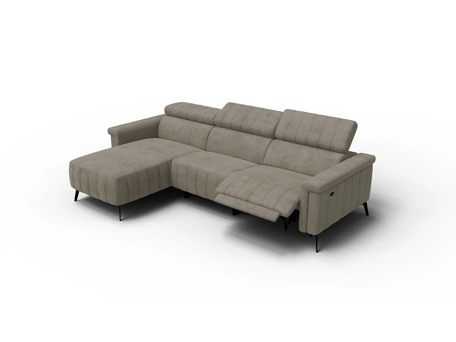 Canapé d'angle 4 places NORDEL, tissu beige foncé