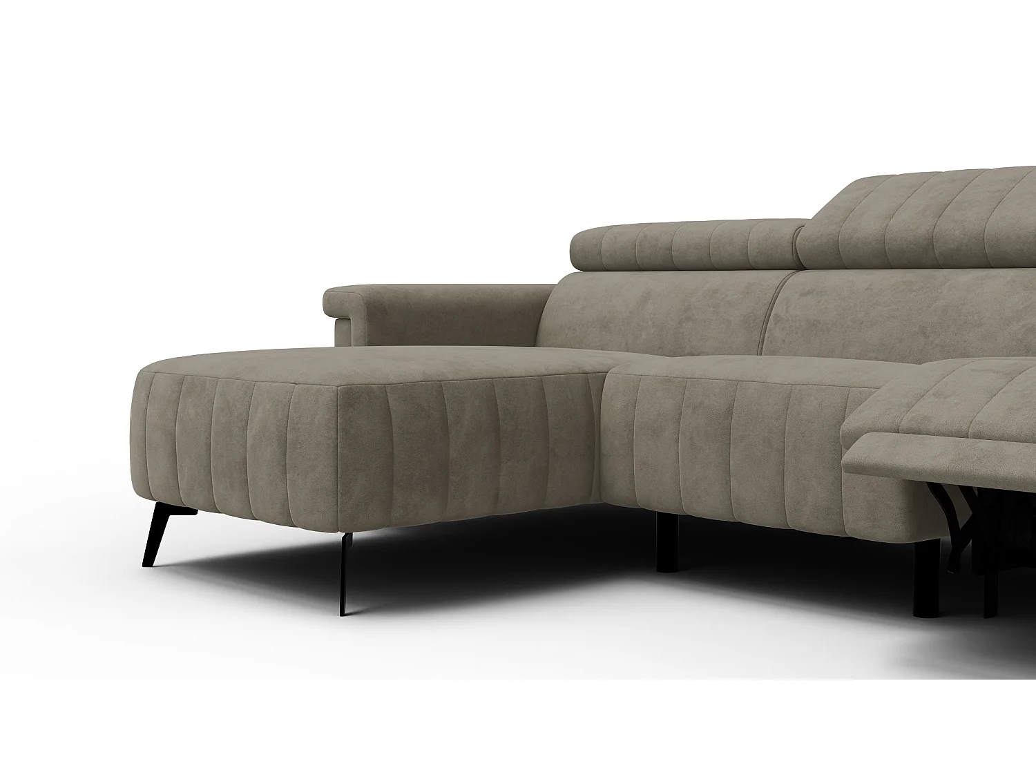 Canapé d'angle 4 places NORDEL, tissu beige foncé