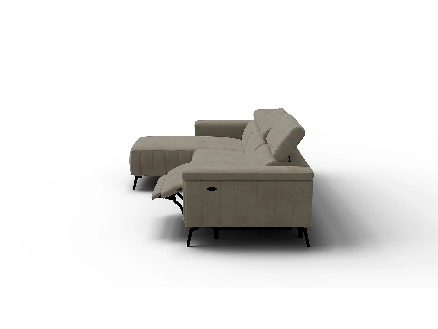 Canapé d'angle 4 places NORDEL, tissu beige foncé