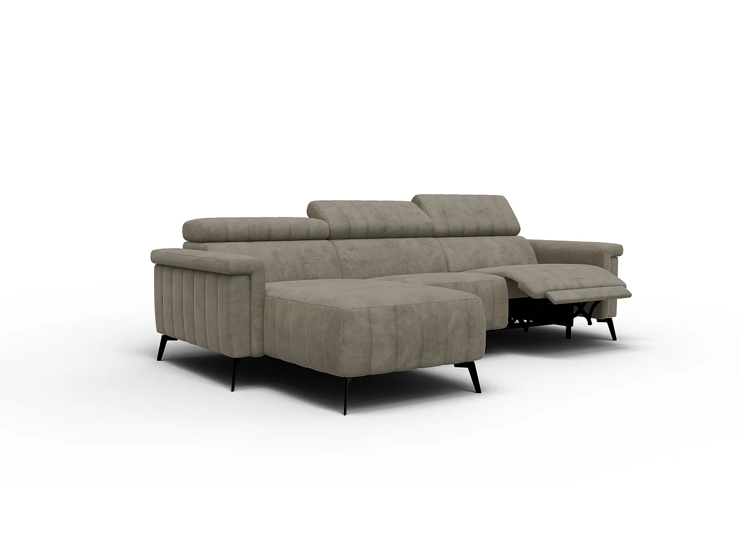 Canapé d'angle 4 places NORDEL, tissu beige foncé