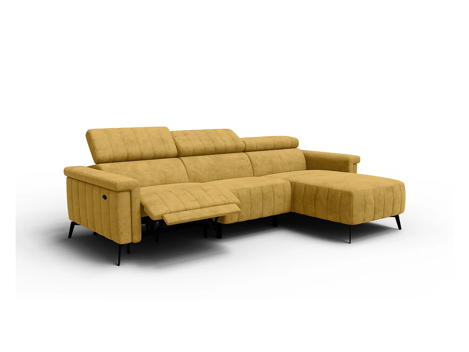 Canapé d'angle 4 places NORDEL, tissu moutarde