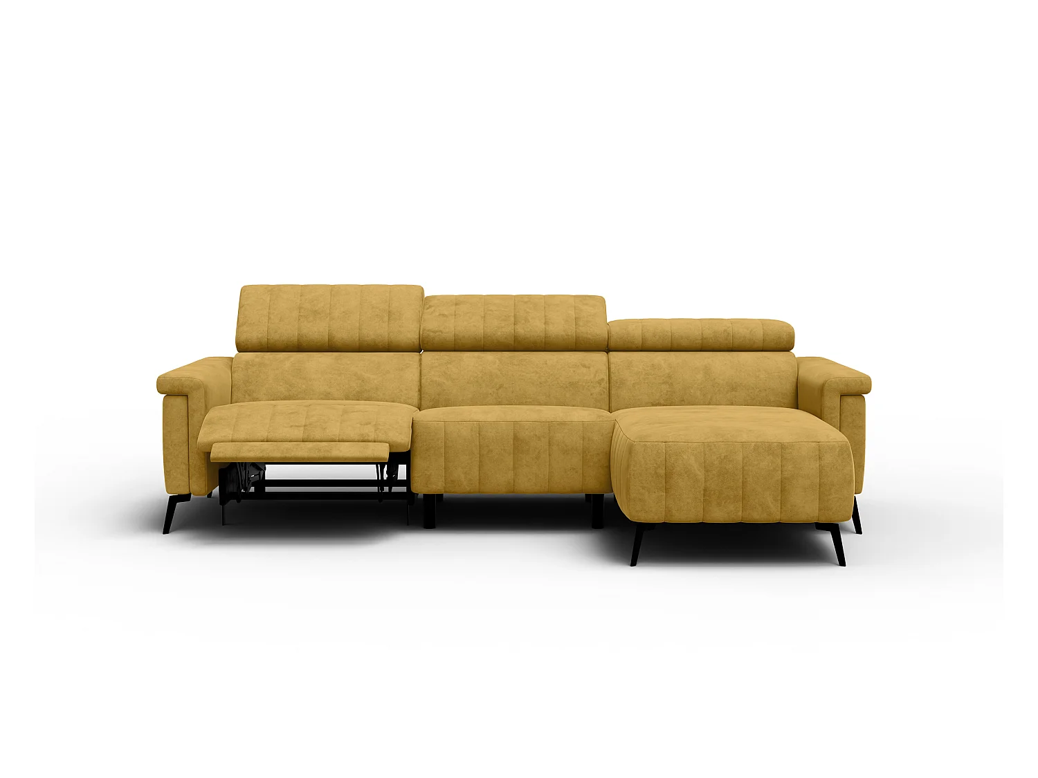 Canapé d'angle 4 places NORDEL, tissu moutarde