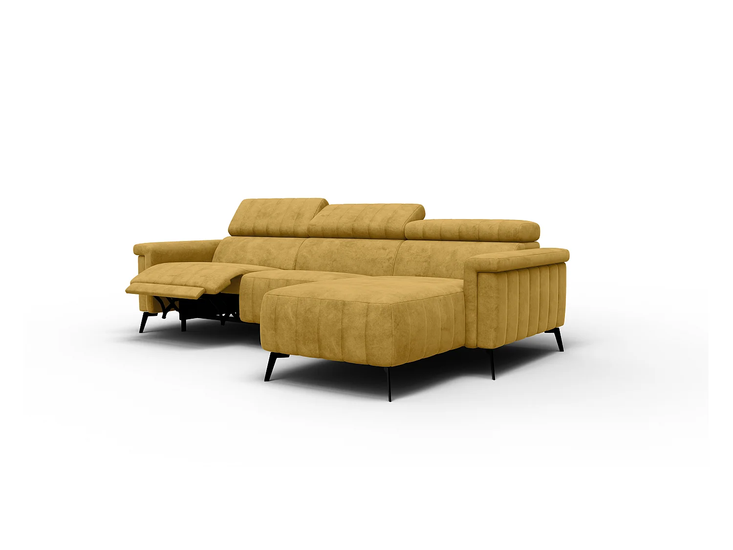 Canapé d'angle 4 places NORDEL, tissu moutarde