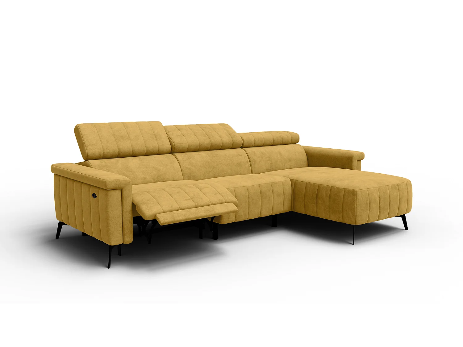 Canapé d'angle 4 places NORDEL, tissu moutarde