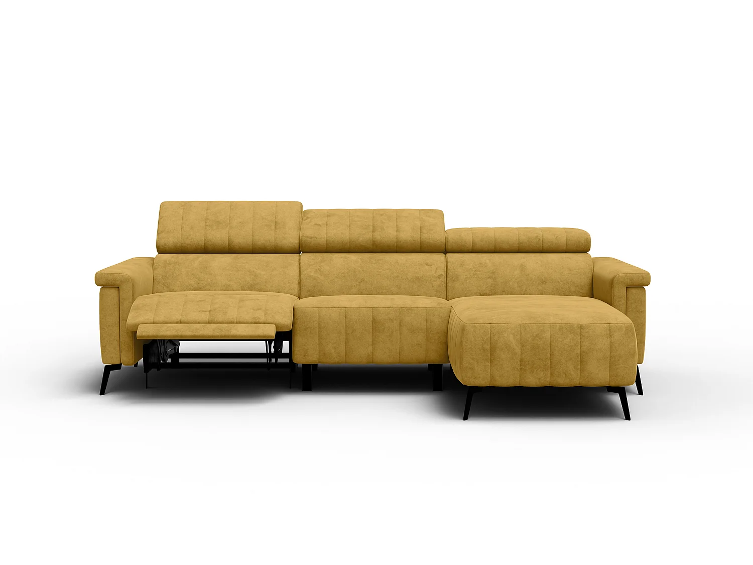 Canapé d'angle 4 places NORDEL, tissu moutarde