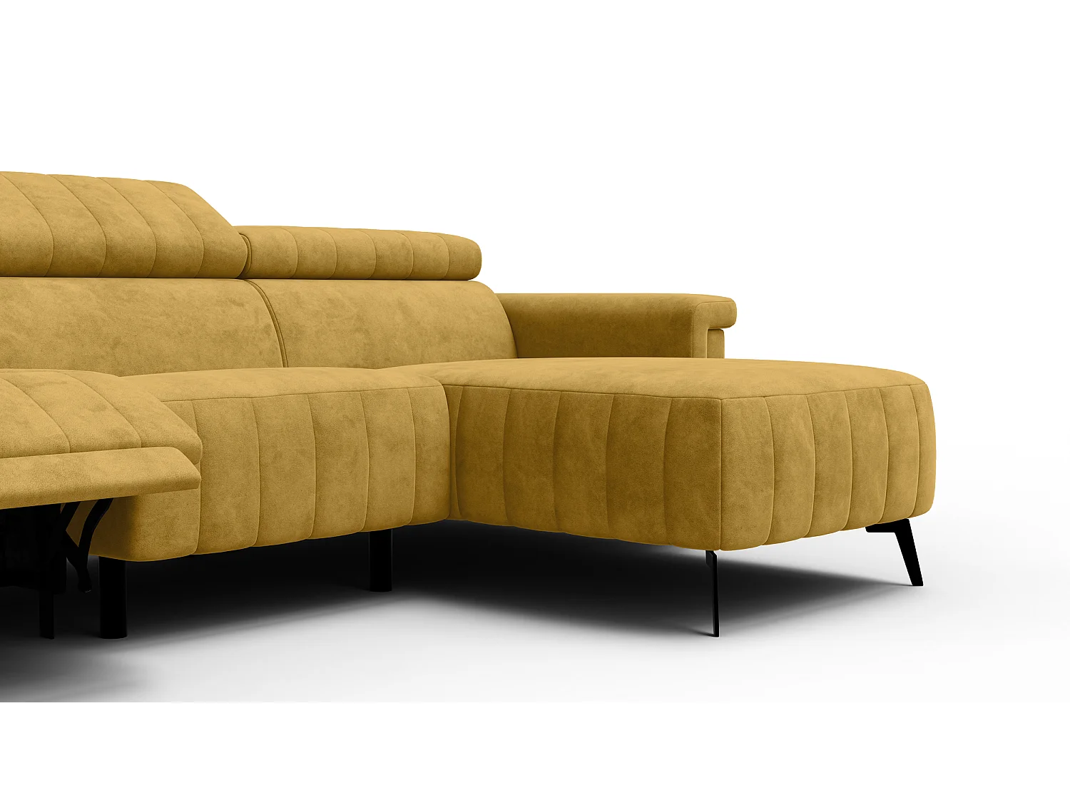 Canapé d'angle 4 places NORDEL, tissu moutarde