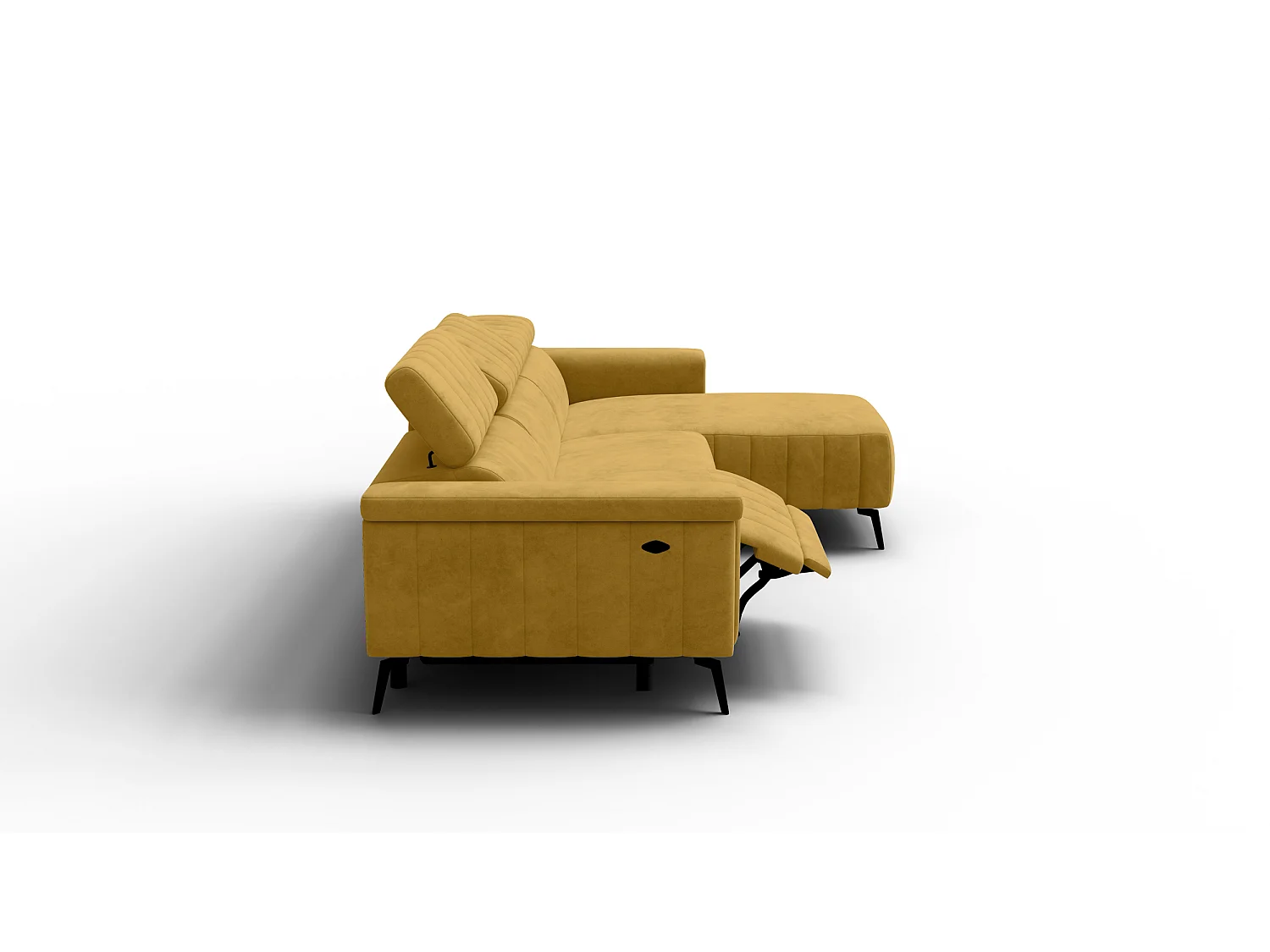 Canapé d'angle 4 places NORDEL, tissu moutarde