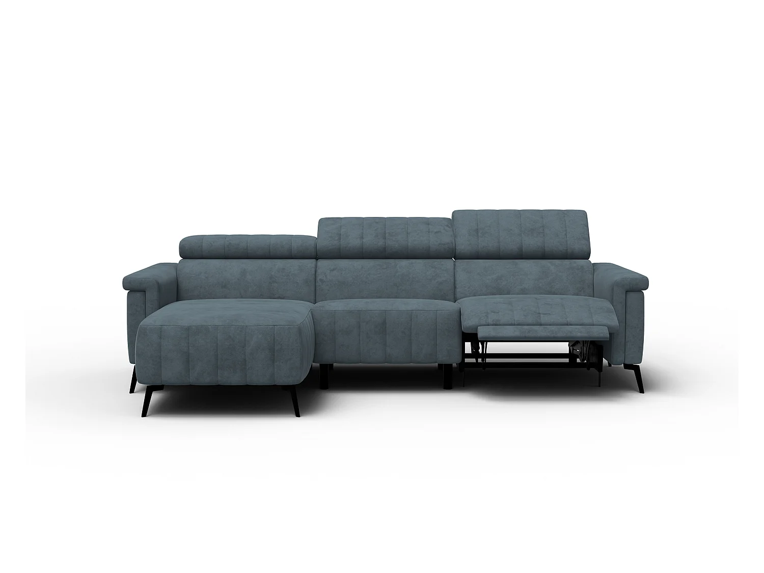 Canapé d'angle 4 places NORDEL, tissu bleu gris