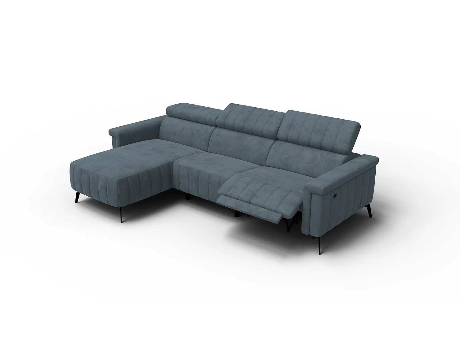 Canapé d'angle 4 places NORDEL, tissu bleu gris