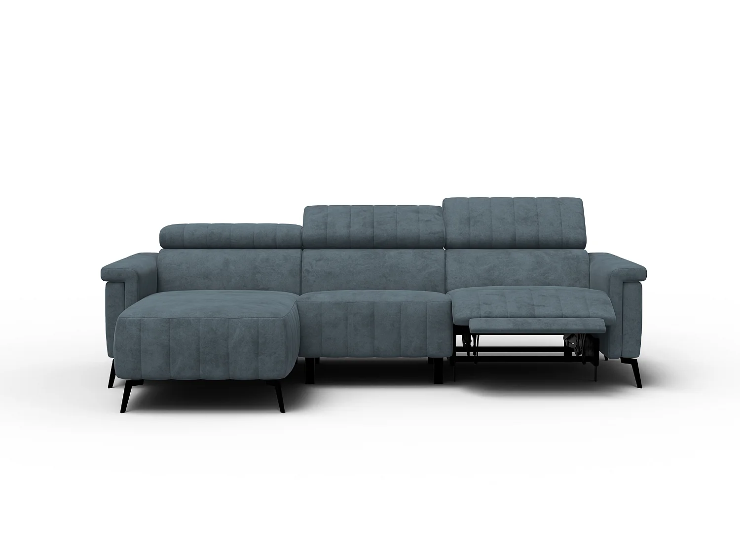 Canapé d'angle 4 places NORDEL, tissu bleu gris