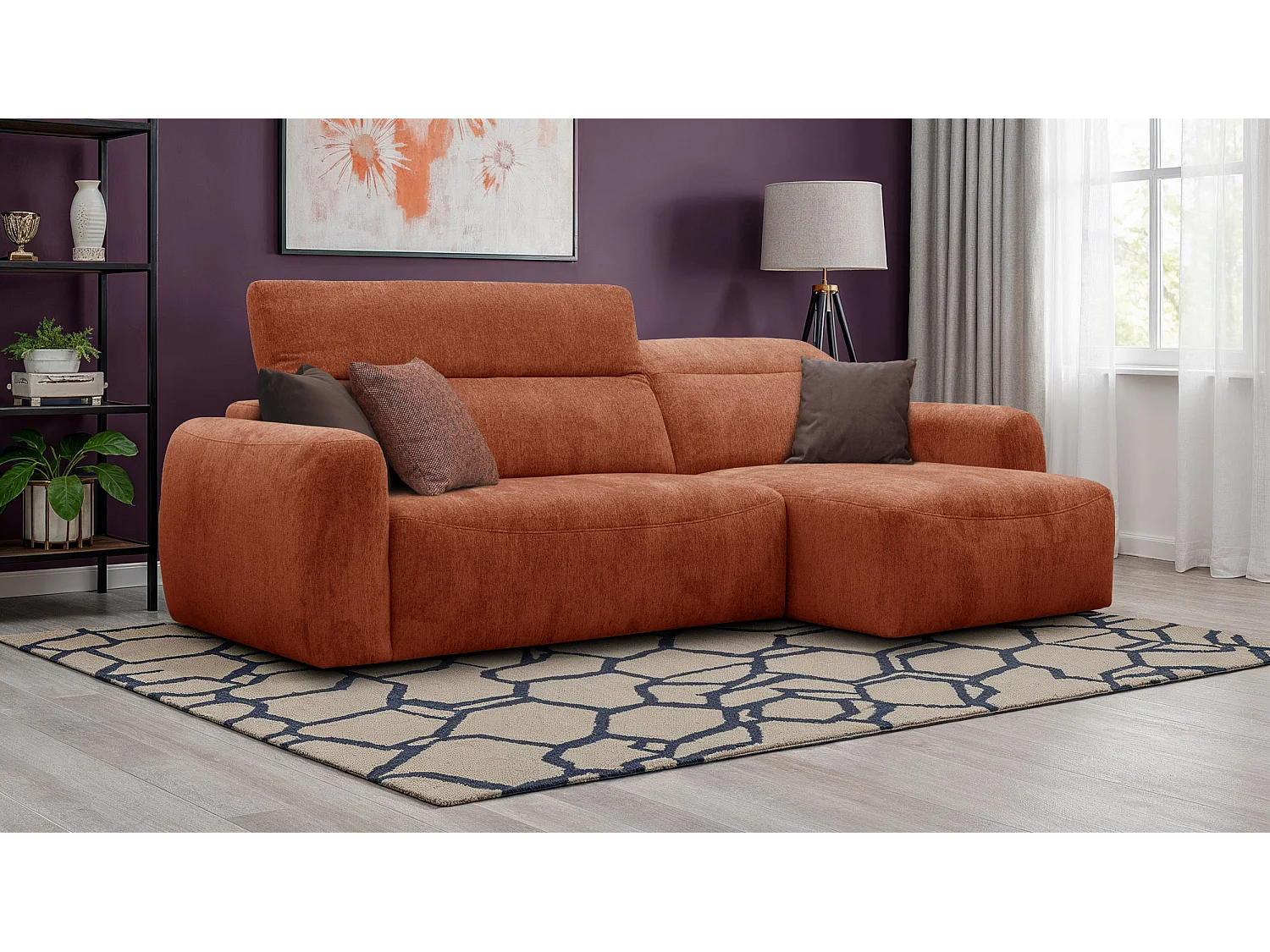 Ecksofa 4-Sitzer rechts NERO, orange