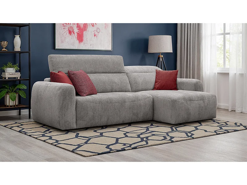 Canapé d'angle 4 places NERO, tissu gris