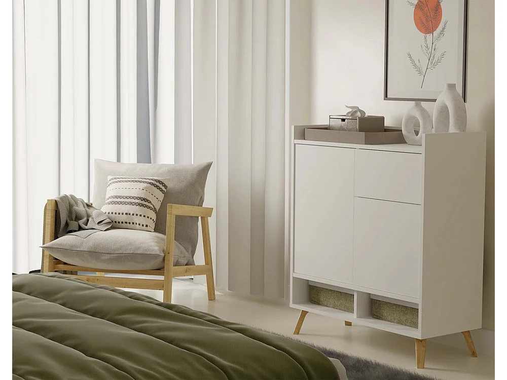 Komoda Colin | Biała | 80x35x92 cm | Nowoczesny Design