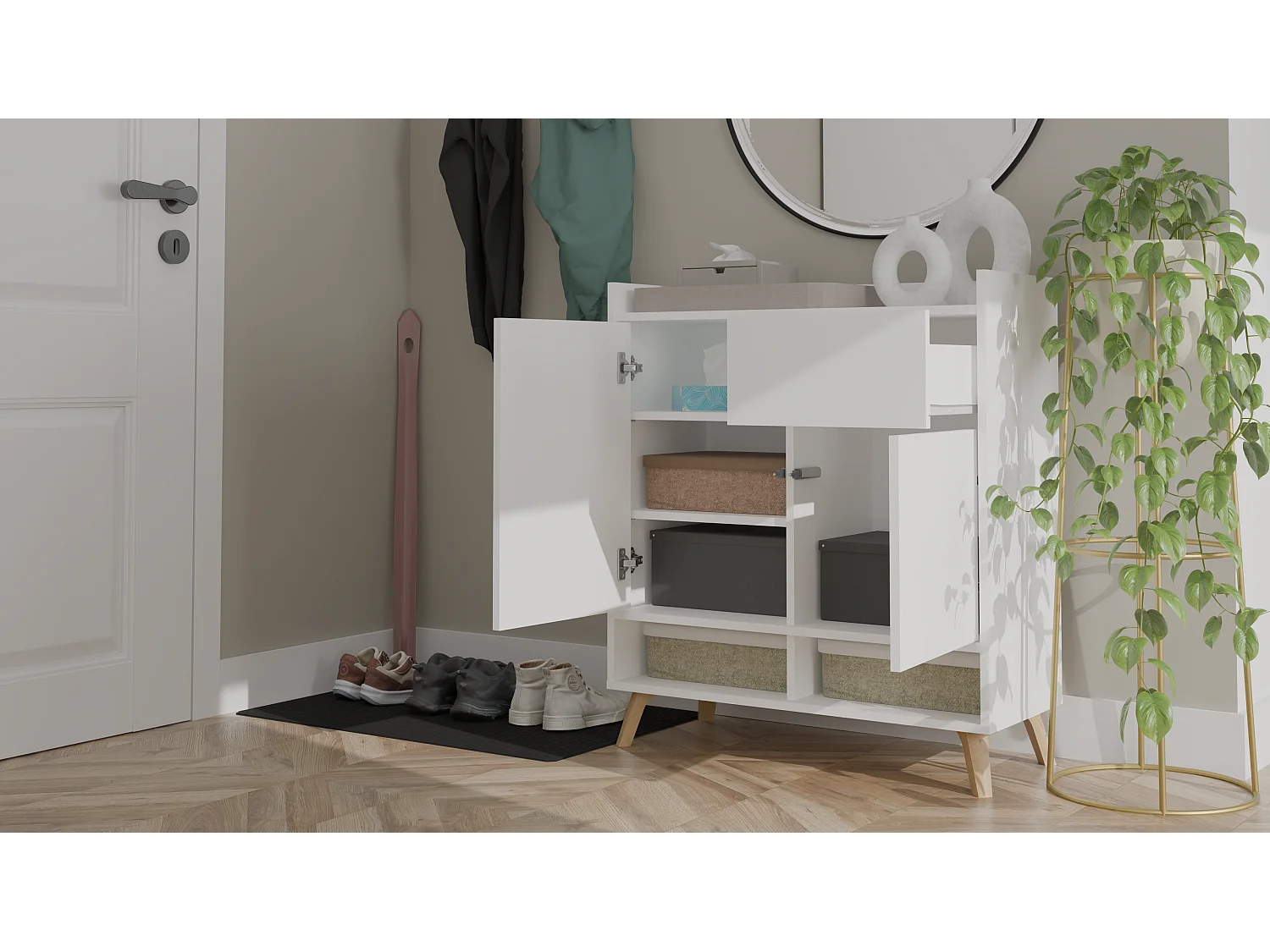 Komoda Colin | Biała | 80x35x92 cm | Nowoczesny Design