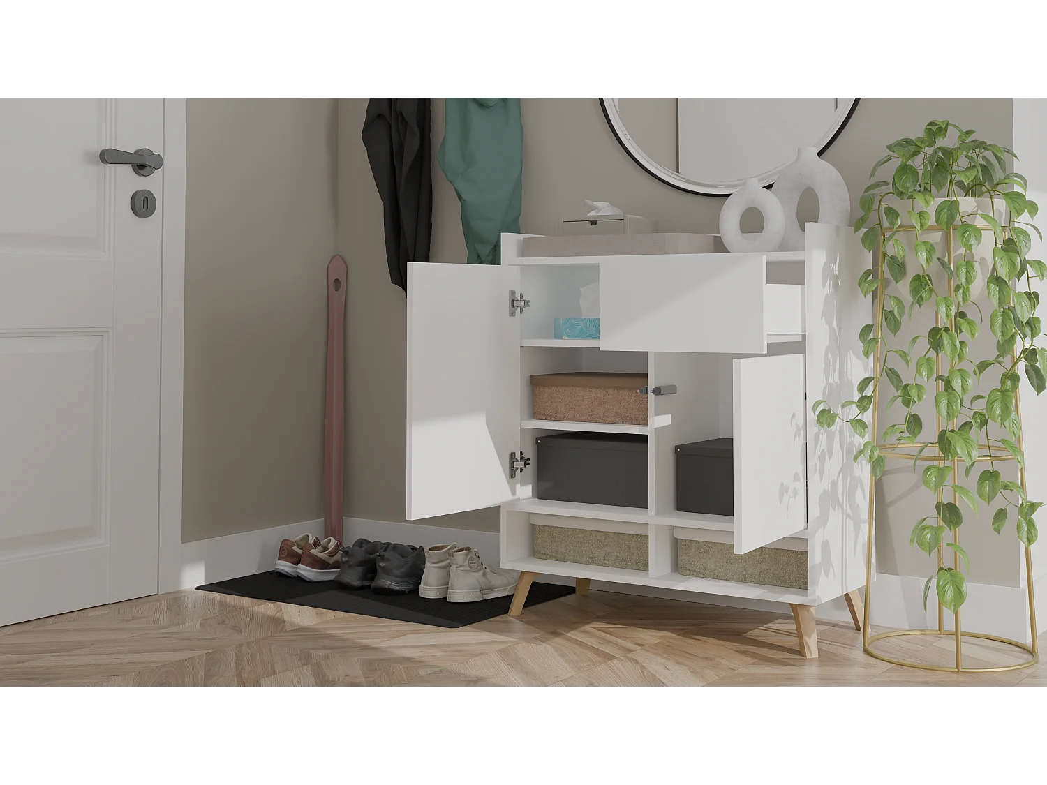 Komoda Colin | Biała | 80x35x92 cm | Nowoczesny Design