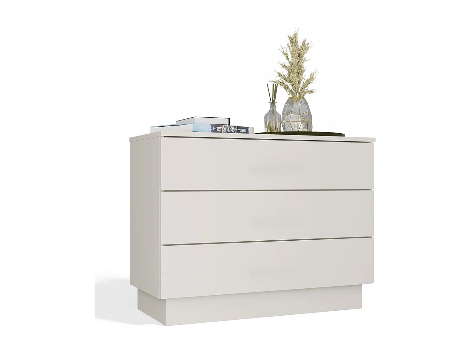 AMBER - Cassettiera con 3 cassetti 85×66×40 per camera da letto e soggiorno - Beige