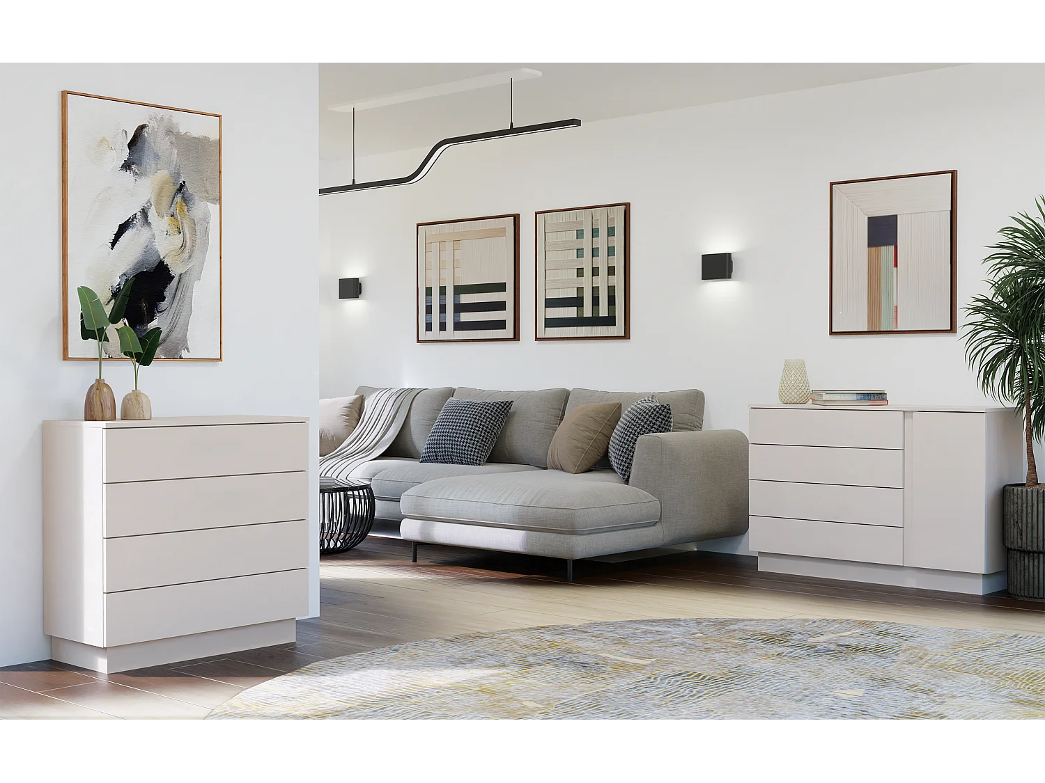 AMBER - Cassettiera con 4 cassetti 85×84×40 per camera da letto e soggiorno - Beige