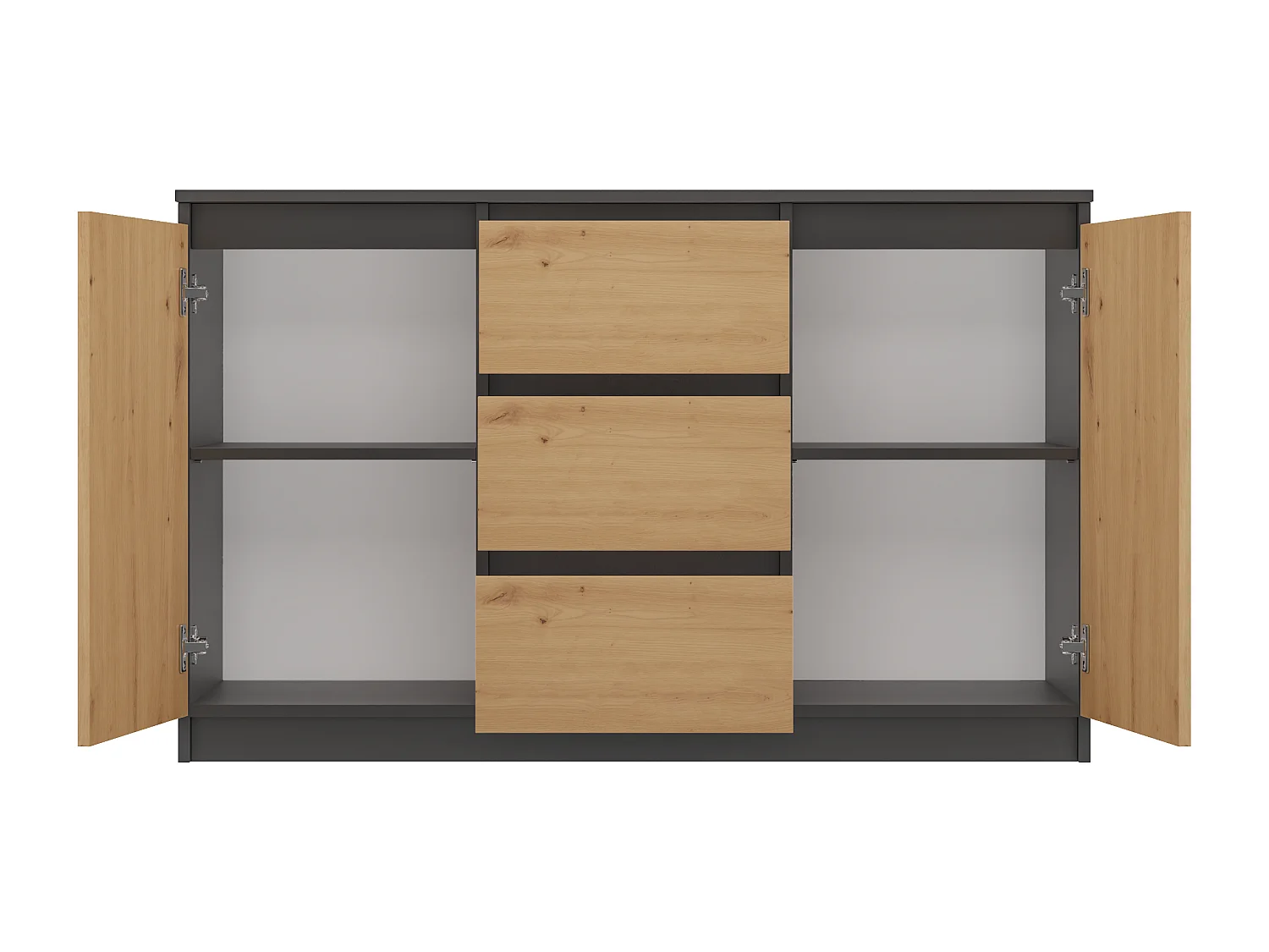 Komoda COSTA | Antracyt/Dąb Artisan | 200x40x75 cm | 3 Drzwi, 6 Szuflad