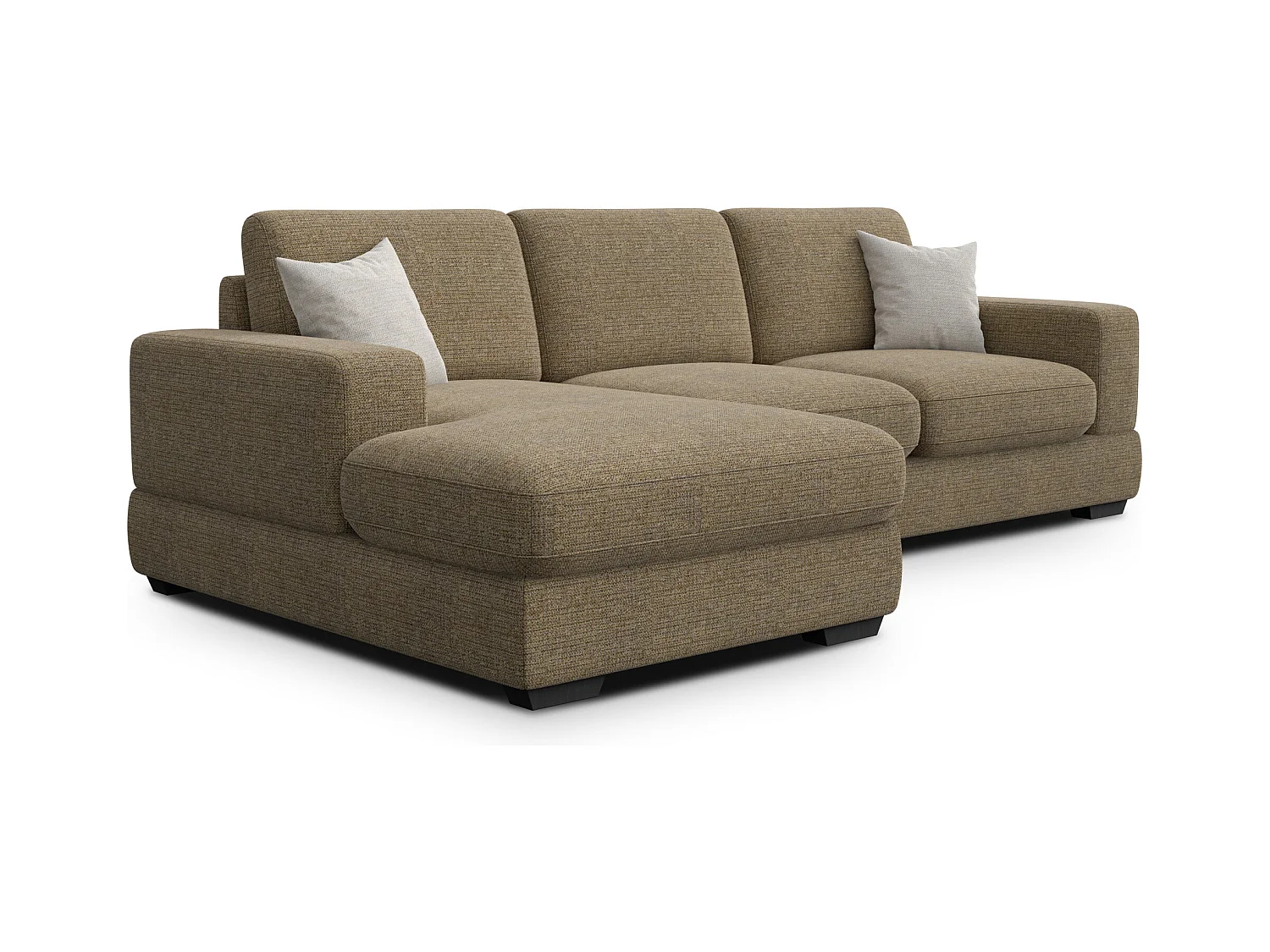 Canapé d'angle gauche 4 places OTTO, tissu taupe