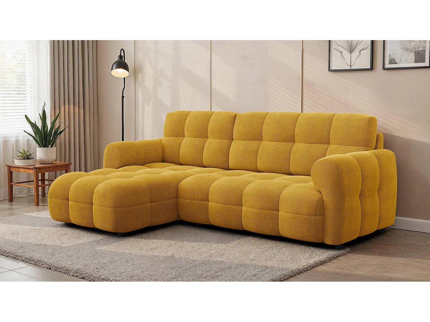 Ecksofa 3-Sitzer links MELLOW, safran