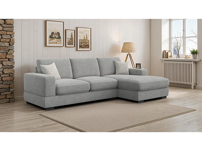 Canapé d'angle droit 4 places OTTO, tissu gris