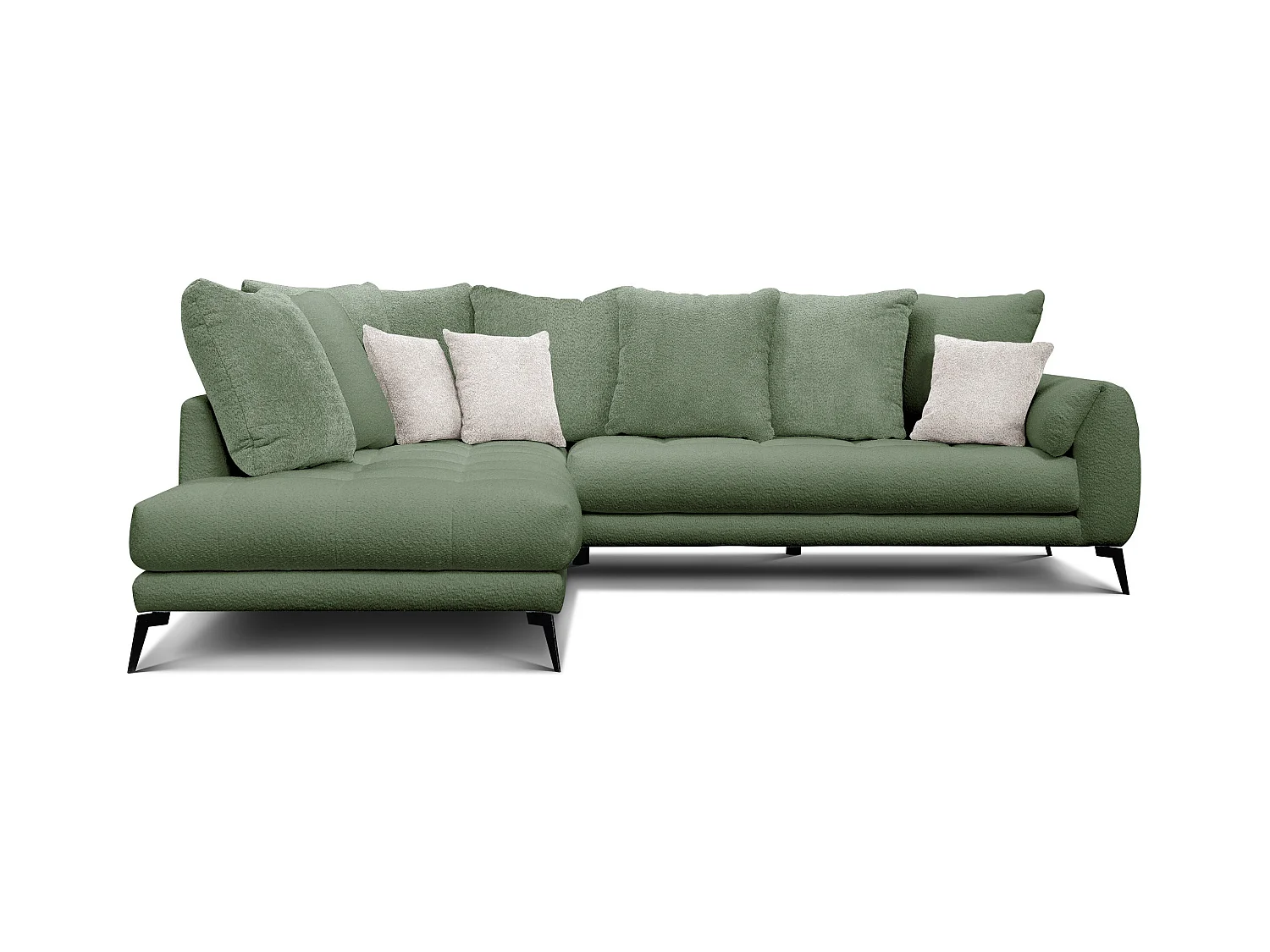 Canapé d'angle 5 places CALME, tissu olive