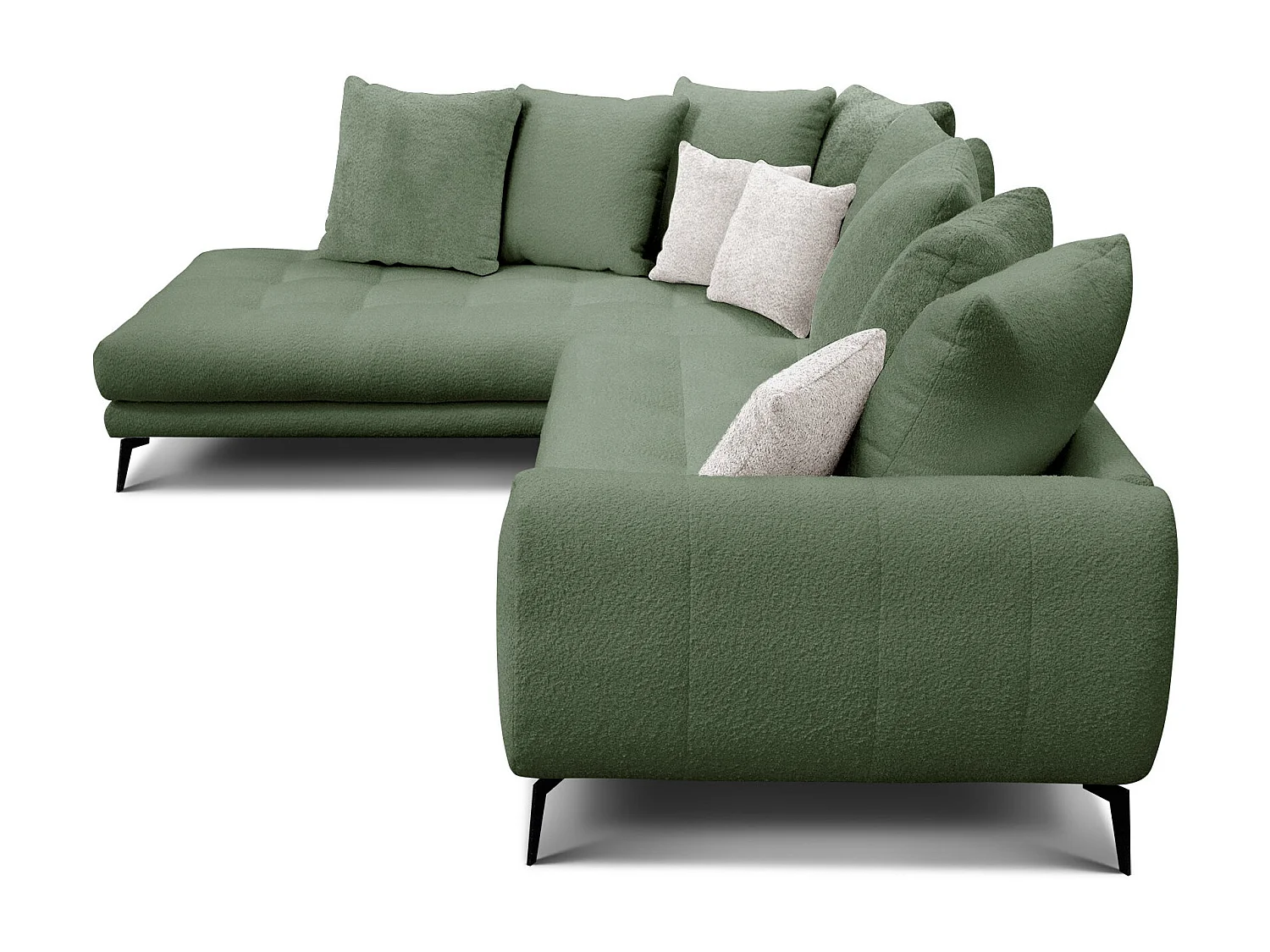 Canapé d'angle 5 places CALME, tissu olive