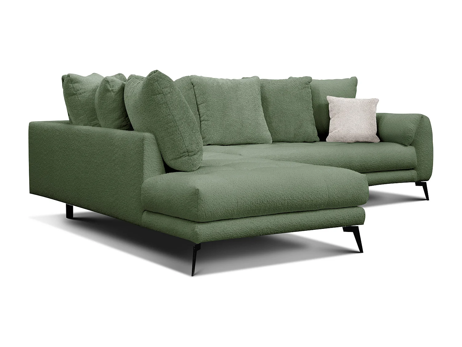 Canapé d'angle 5 places CALME, tissu olive