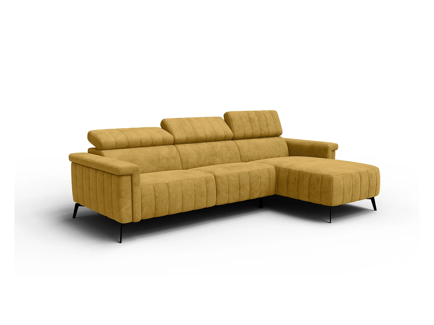 Canapé d'angle 4 places NORDEL, tissu moutarde