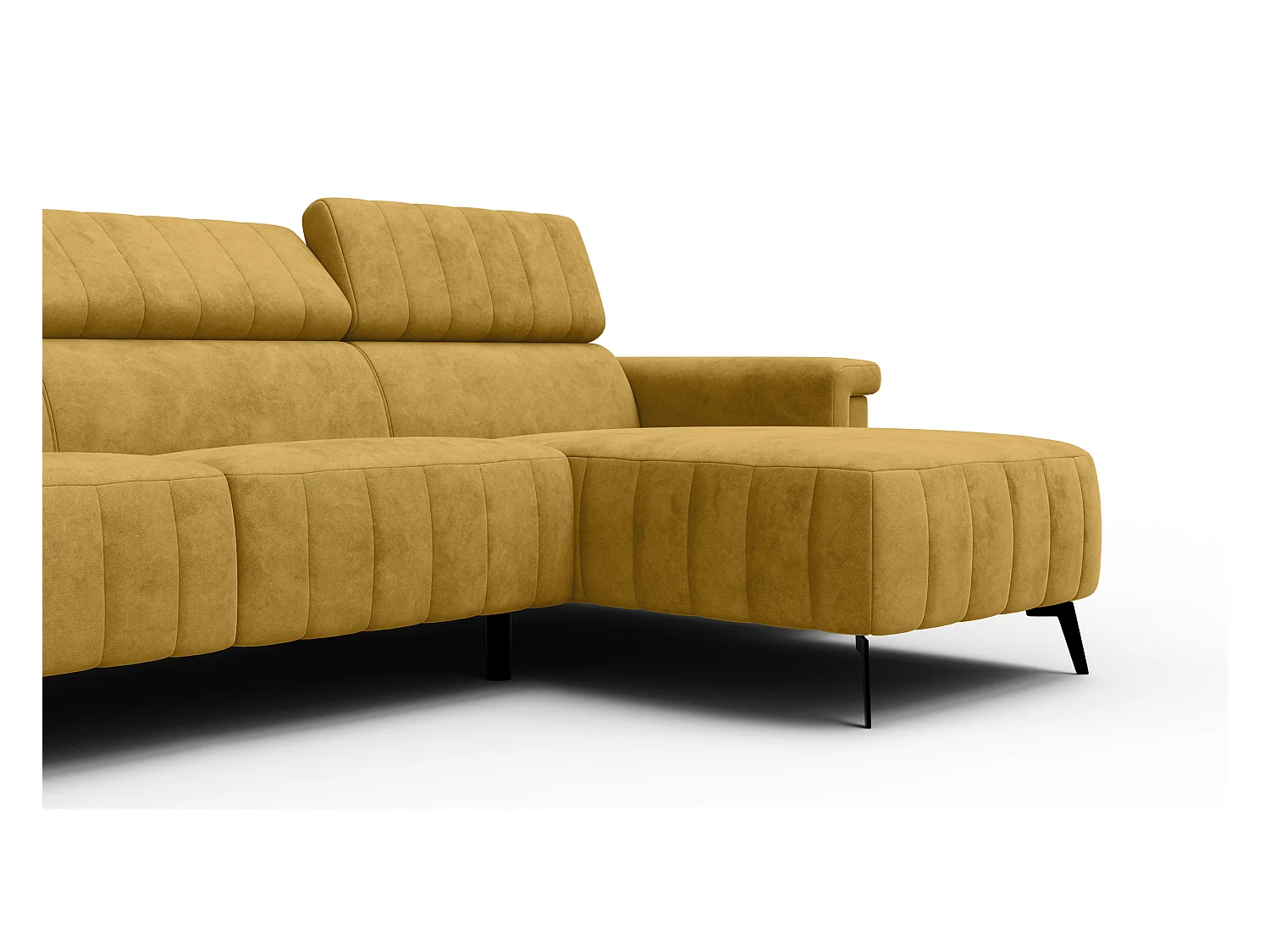 Canapé d'angle 4 places NORDEL, tissu moutarde