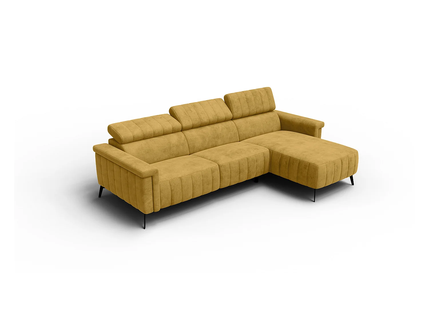 Canapé d'angle 4 places NORDEL, tissu moutarde