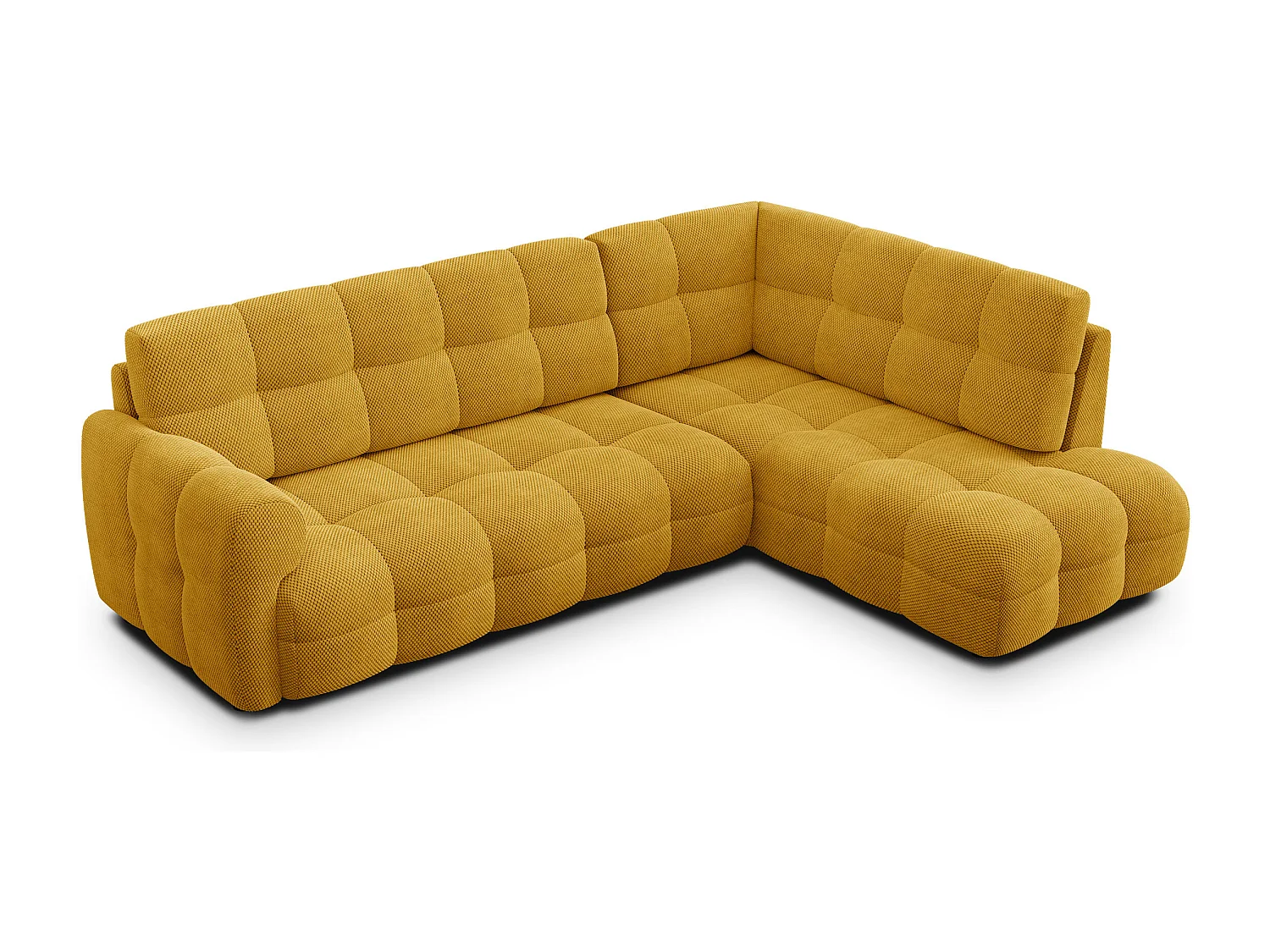 CANAPÉ D'ANGLE MELLOW 5 places, tissu jaune