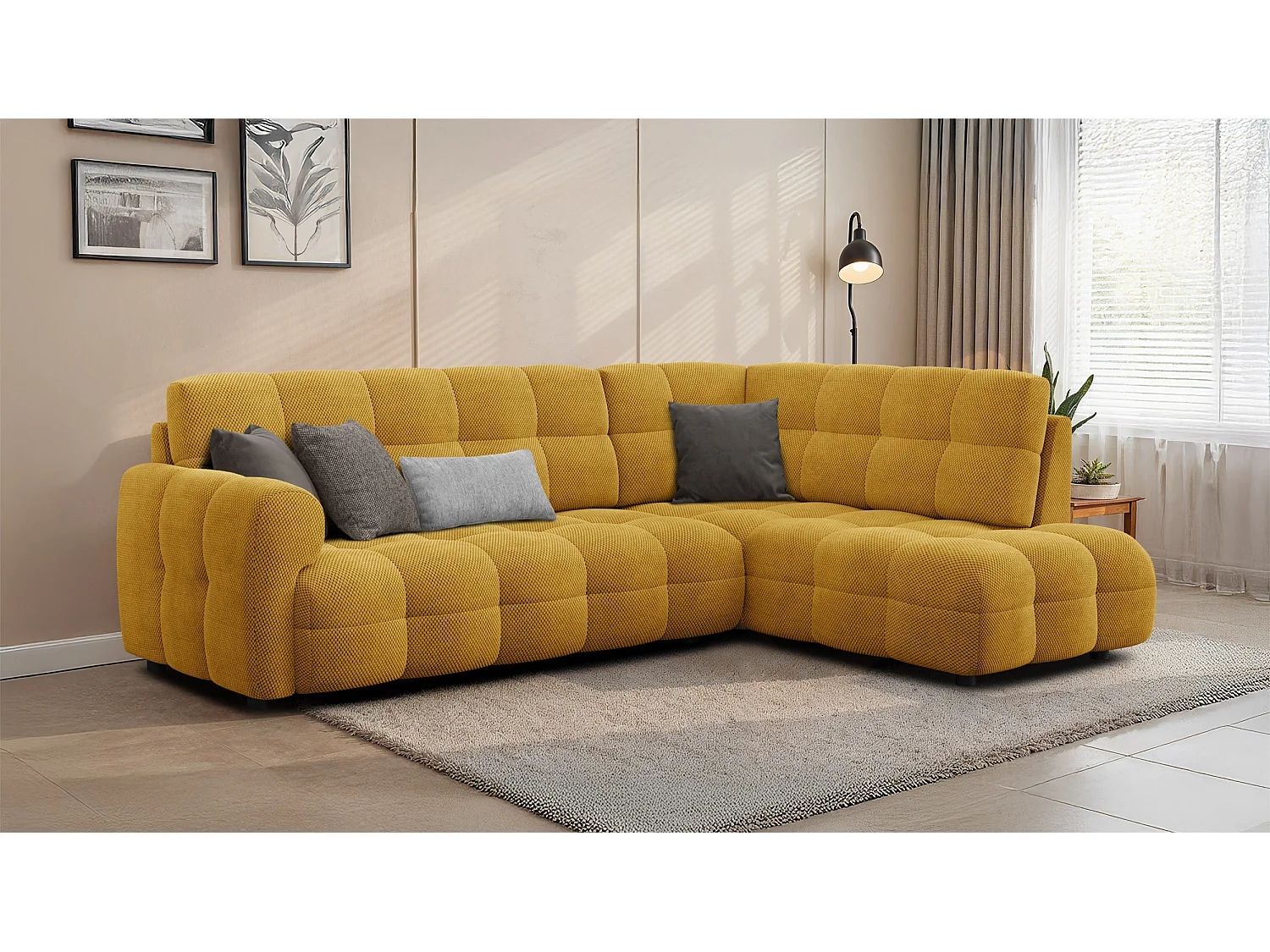 Ecksofa 5-Sitzer rechts MELLOW, safran