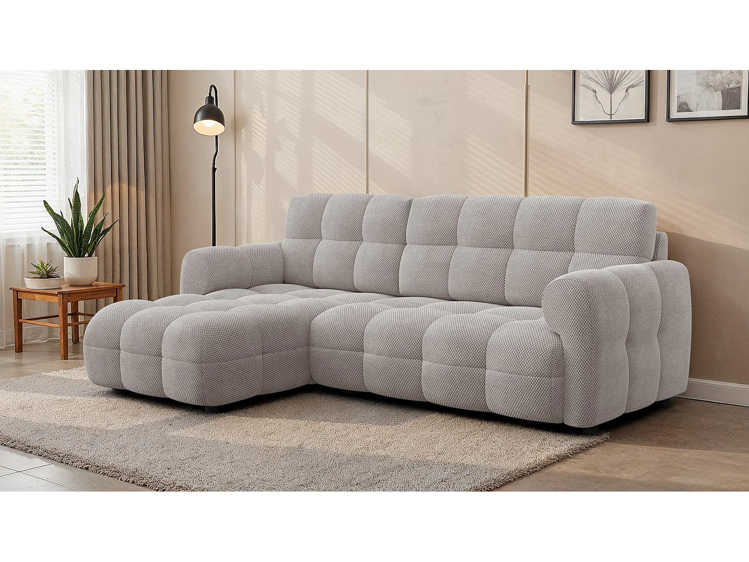 Ecksofa 3-Sitzer links MELLOW, beige