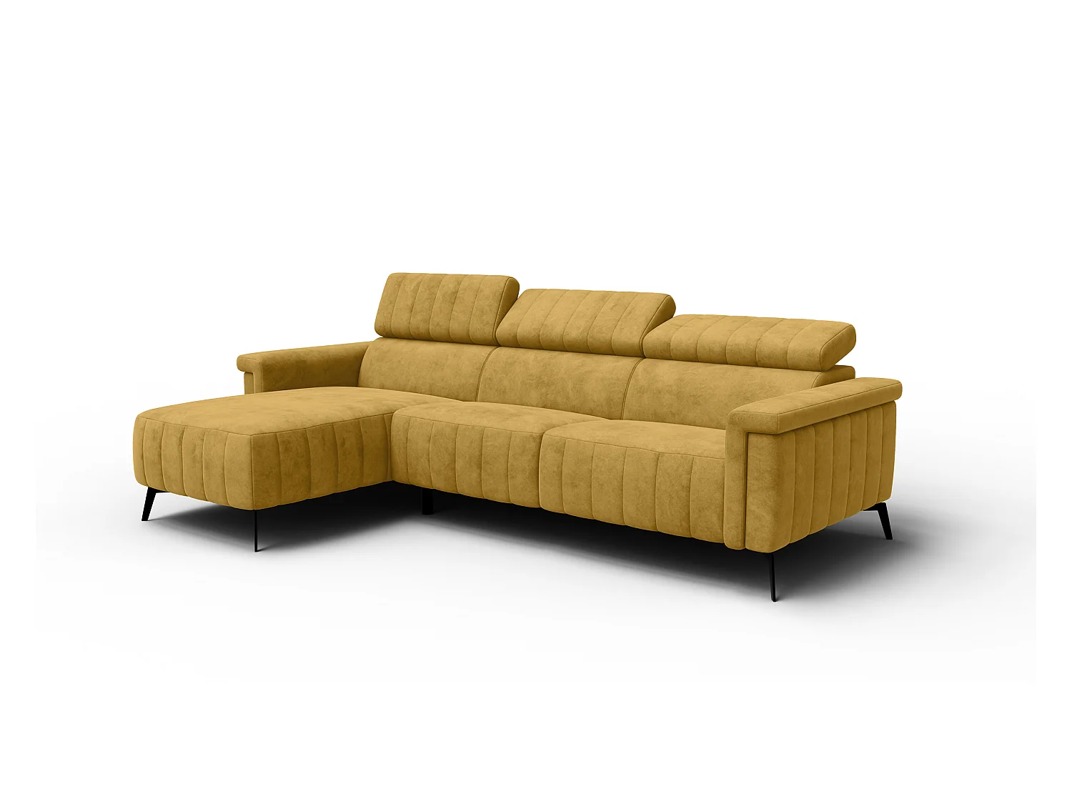 Canapé d'angle 4 places NORDEL, tissu moutarde