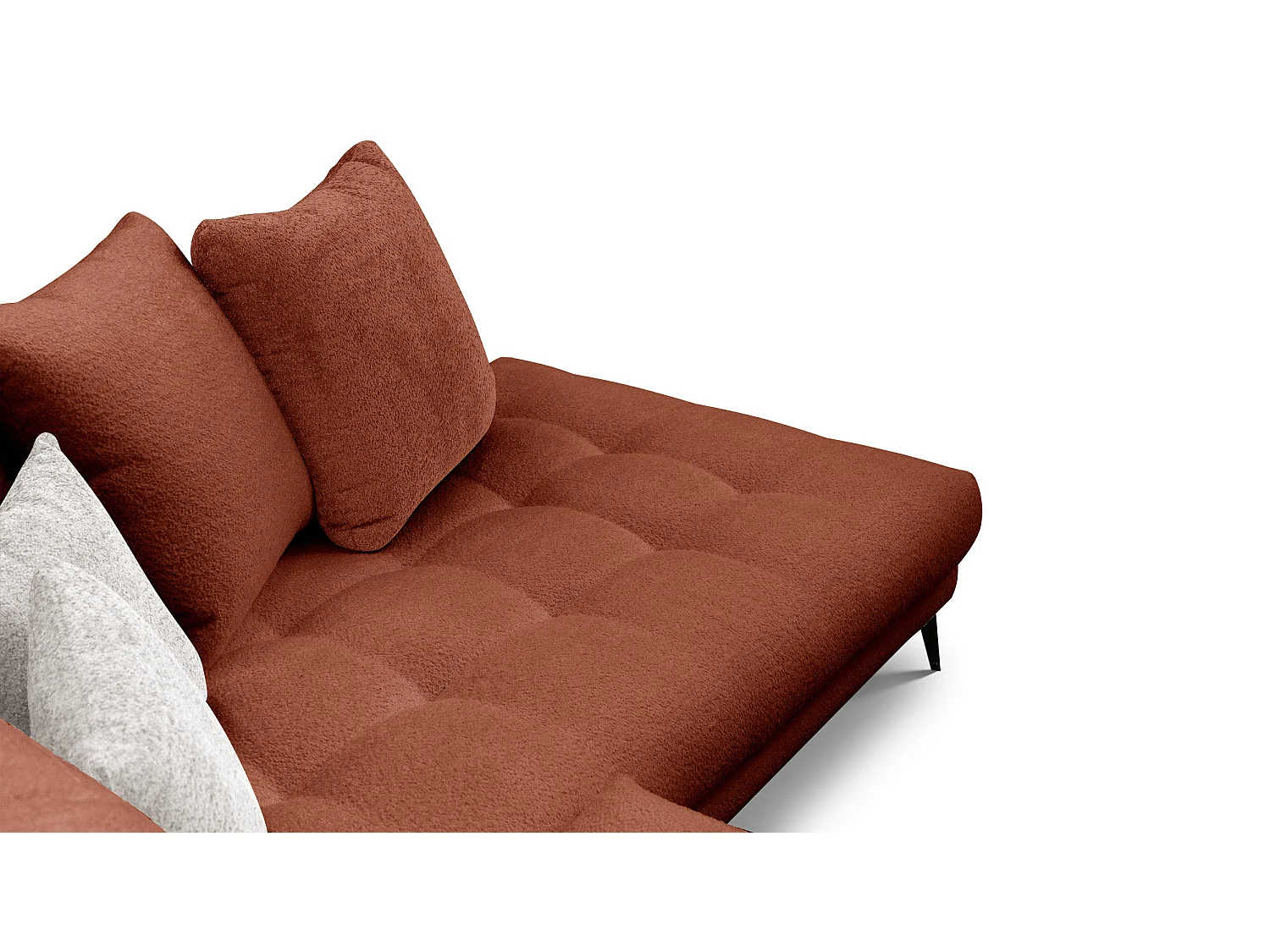 Canapé d'angle 5 places CALME, tissu orange foncé