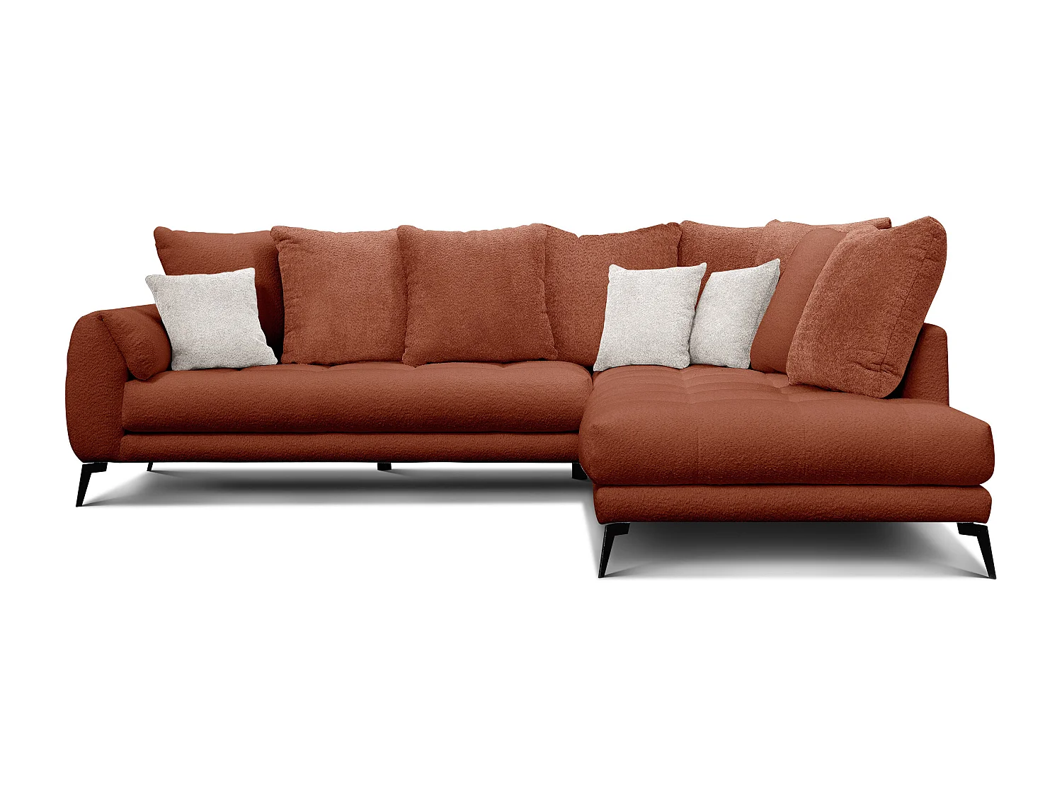 Canapé d'angle 5 places CALME, tissu orange foncé