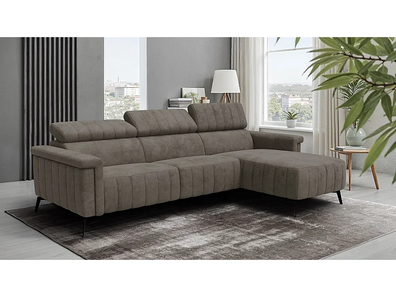 Canapé d'angle 4 places NORDEL, tissu taupe