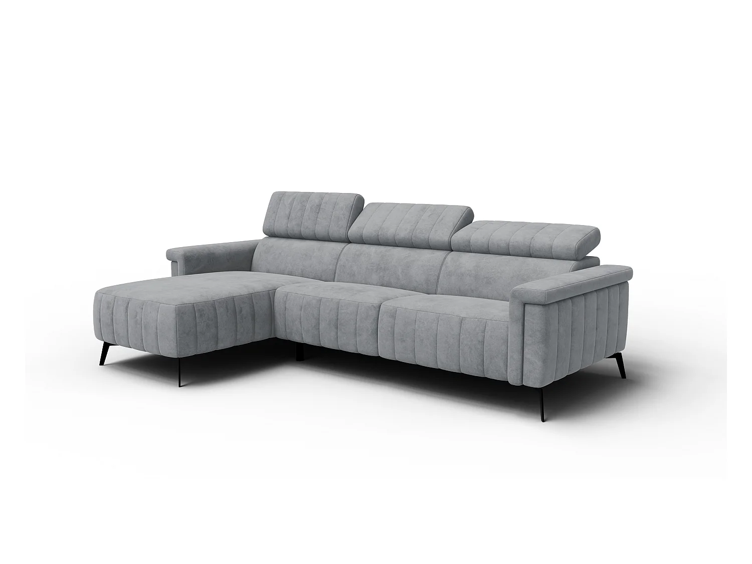 Canapé d'angle 4 places NORDEL, tissu gris