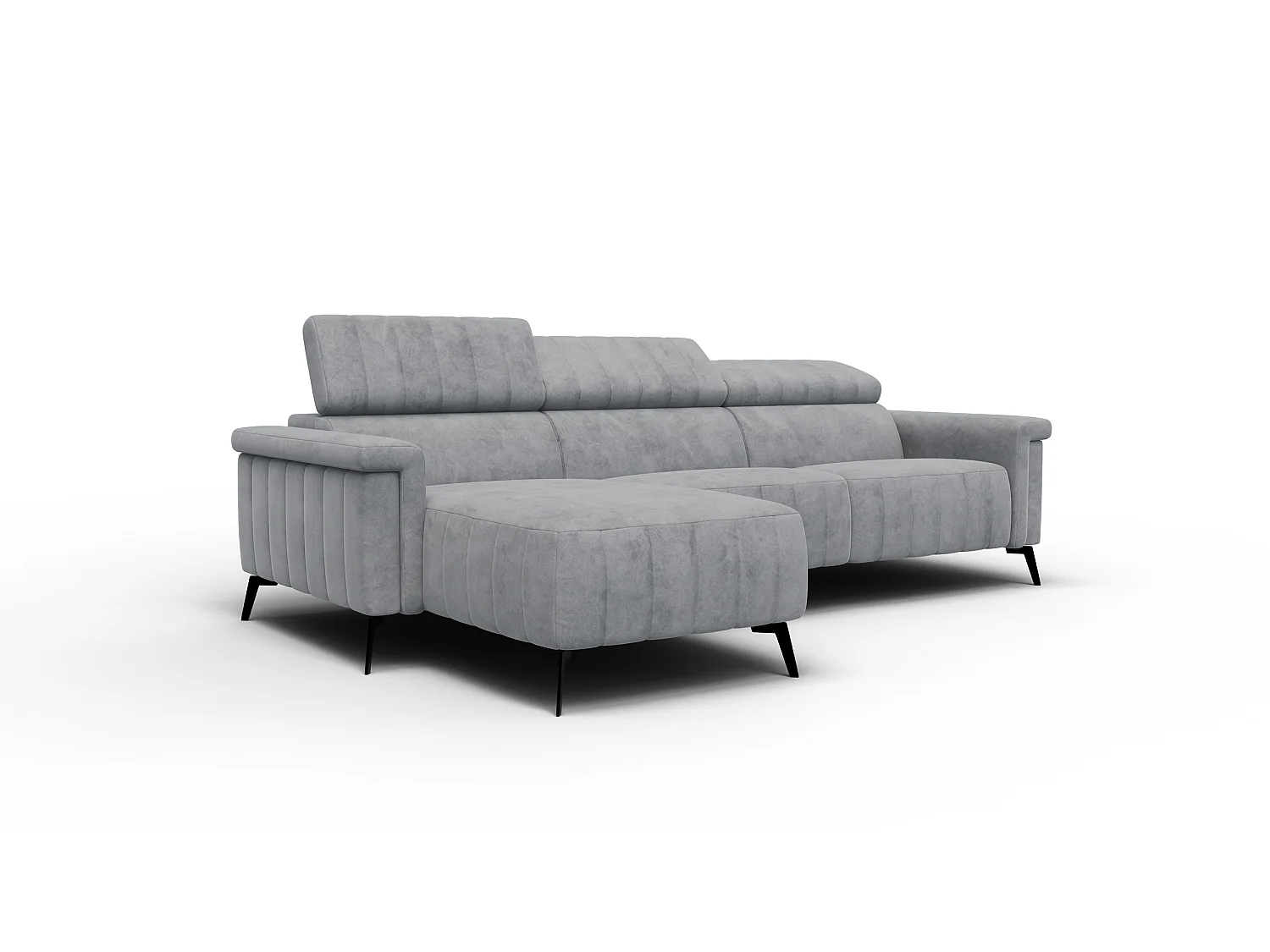 Canapé d'angle 4 places NORDEL, tissu gris