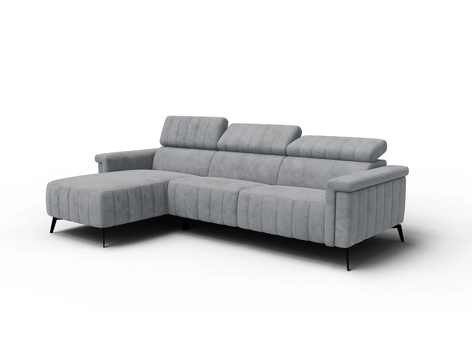 Canapé d'angle 4 places NORDEL, tissu gris