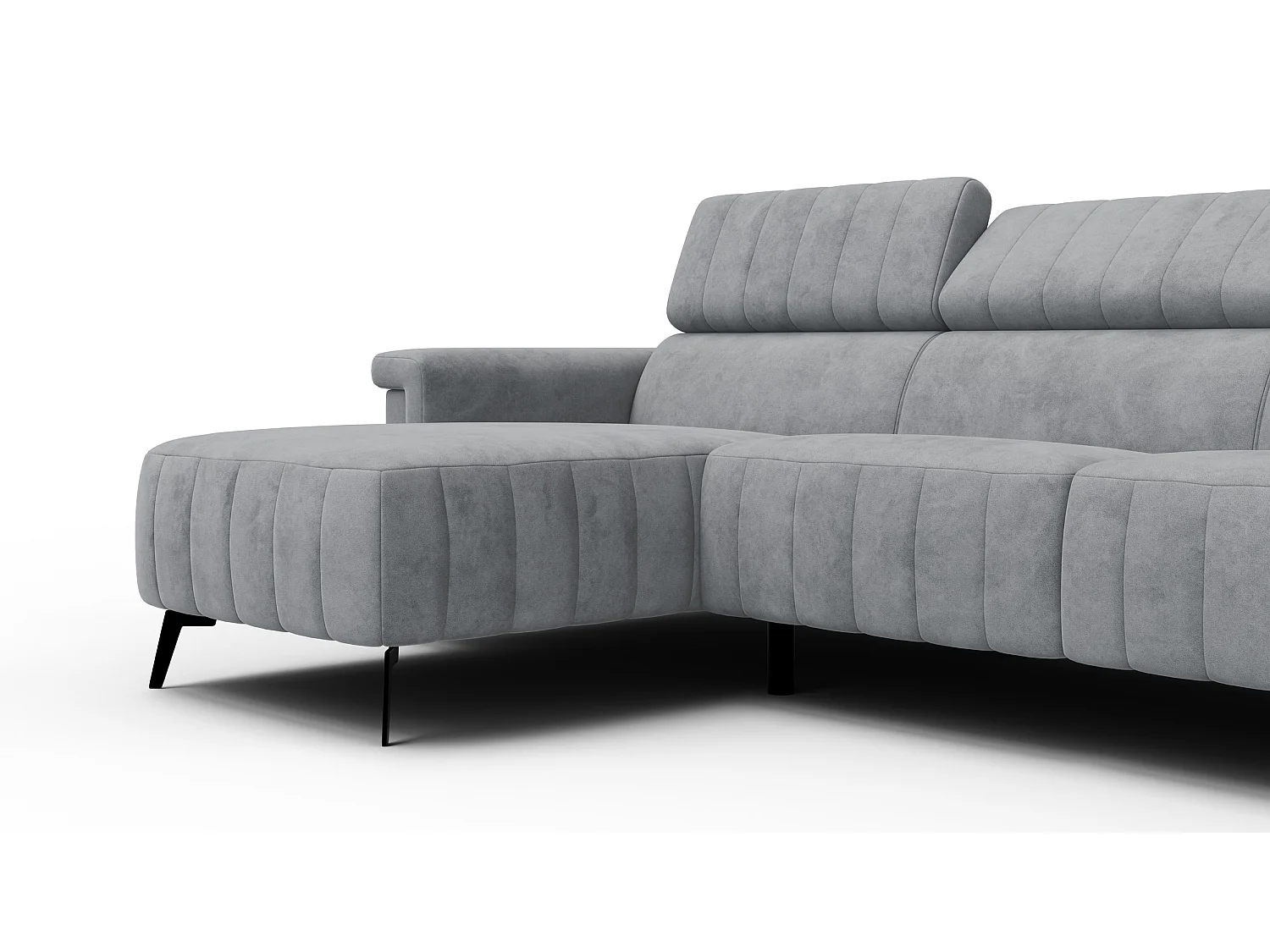 Canapé d'angle 4 places NORDEL, tissu gris