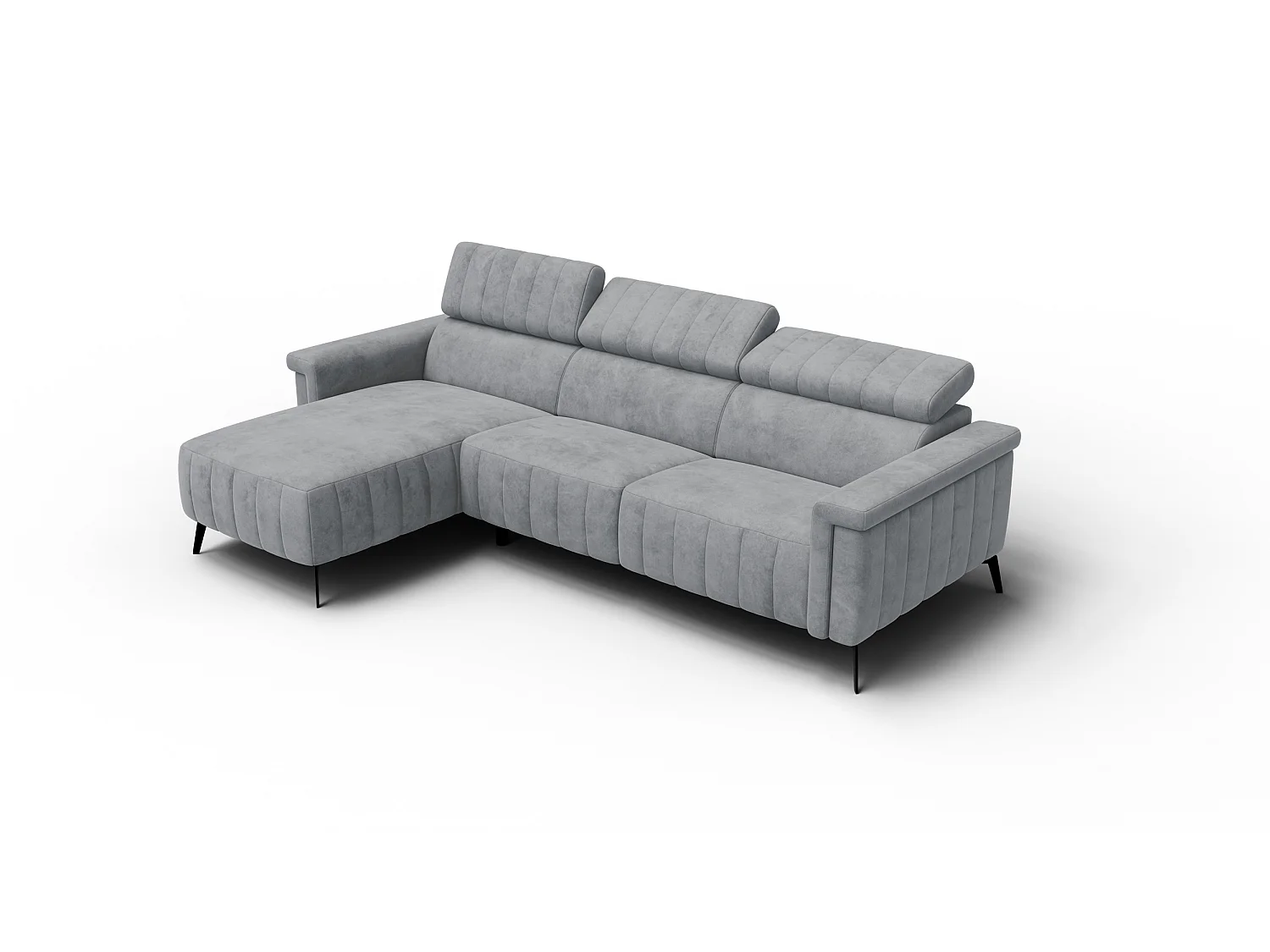 Canapé d'angle 4 places NORDEL, tissu gris