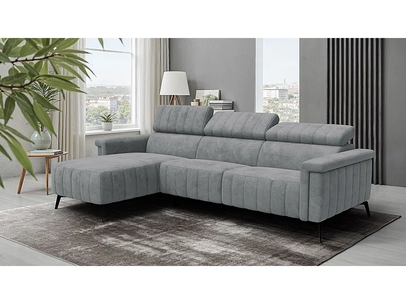 Canapé d'angle 4 places NORDEL, tissu gris