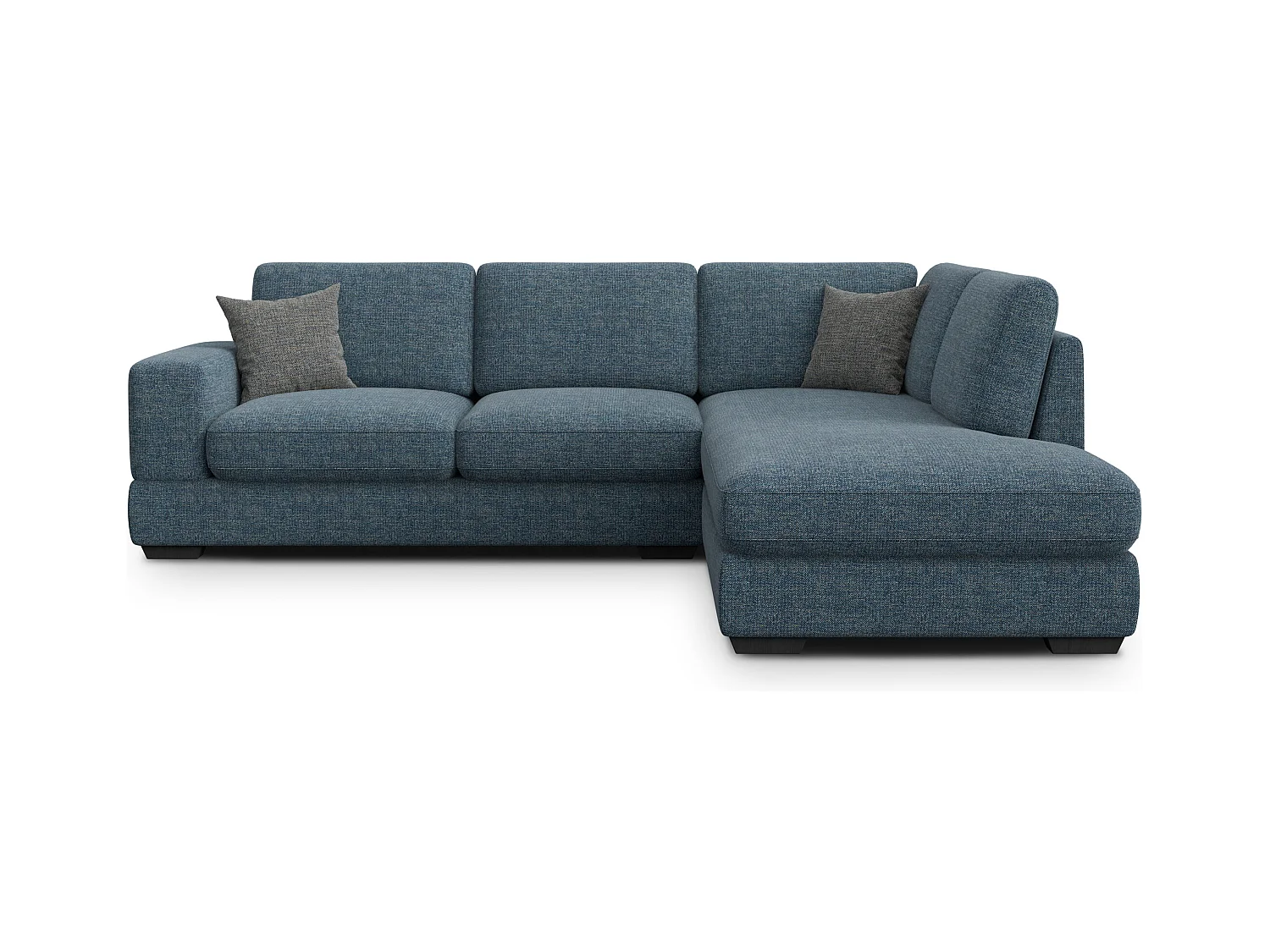 Canapé d'angle droit 5 places OTTO, tissu bleu marine