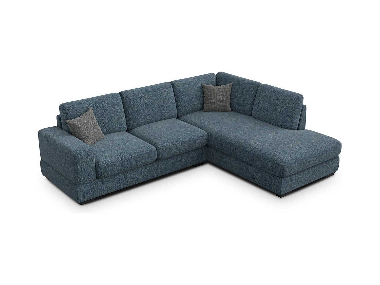 Canapé d'angle droit 5 places OTTO, tissu bleu marine