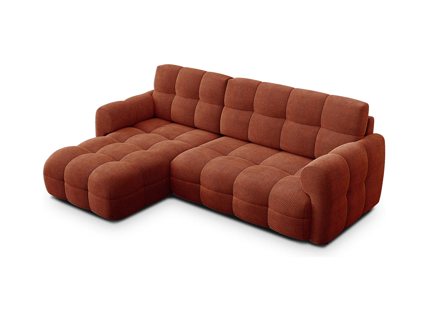 CANAPÉ D'ANGLE MELLOW 3 places, tissu orange