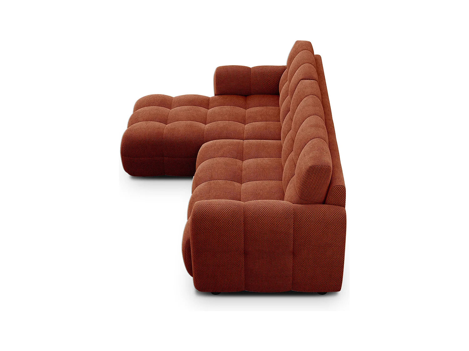 CANAPÉ D'ANGLE MELLOW 3 places, tissu orange